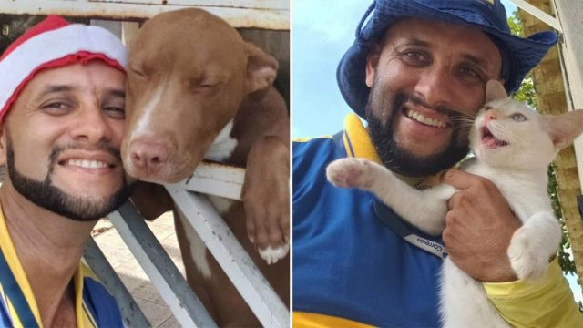 Cartero se toma selfies con los animales