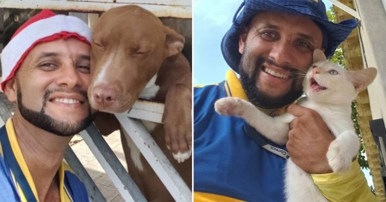 Cartero se toma selfies con los animales de los que se hace amigo mientras está en su trabajo