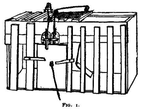 Tu gato tira el vaso mientras te mira: una cacería, una precaución y una pregunta 3 Diseño original de una caja problema para experimentos con animales, publicado en 1898