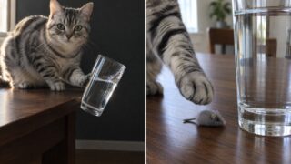 Tu gato tira el vaso mientras te mira: una cacería, una precaución y una pregunta